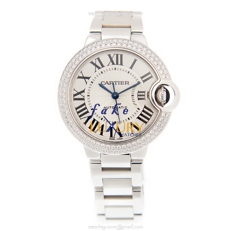 Cartier WE902065 Ballon Bleu Replica Watch, Silver Dial, 18kt White Gold & Diamond Case, Automatic - Image 2