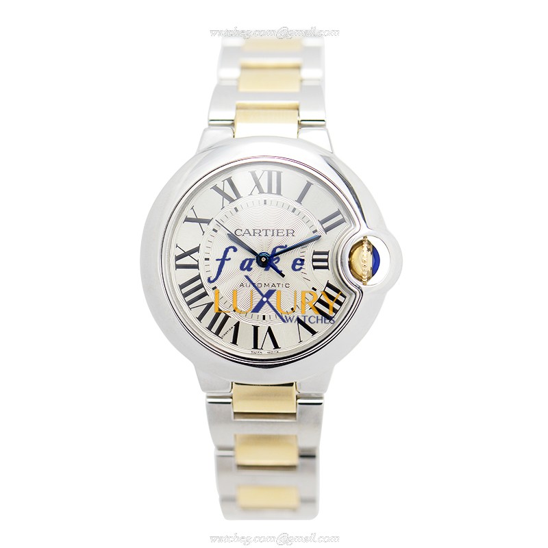 Cartier W2BB0002 BALLON BLEU Automatic Stainless Steel Replica Watch - Silver Dial - Gold & Steel - Image 2