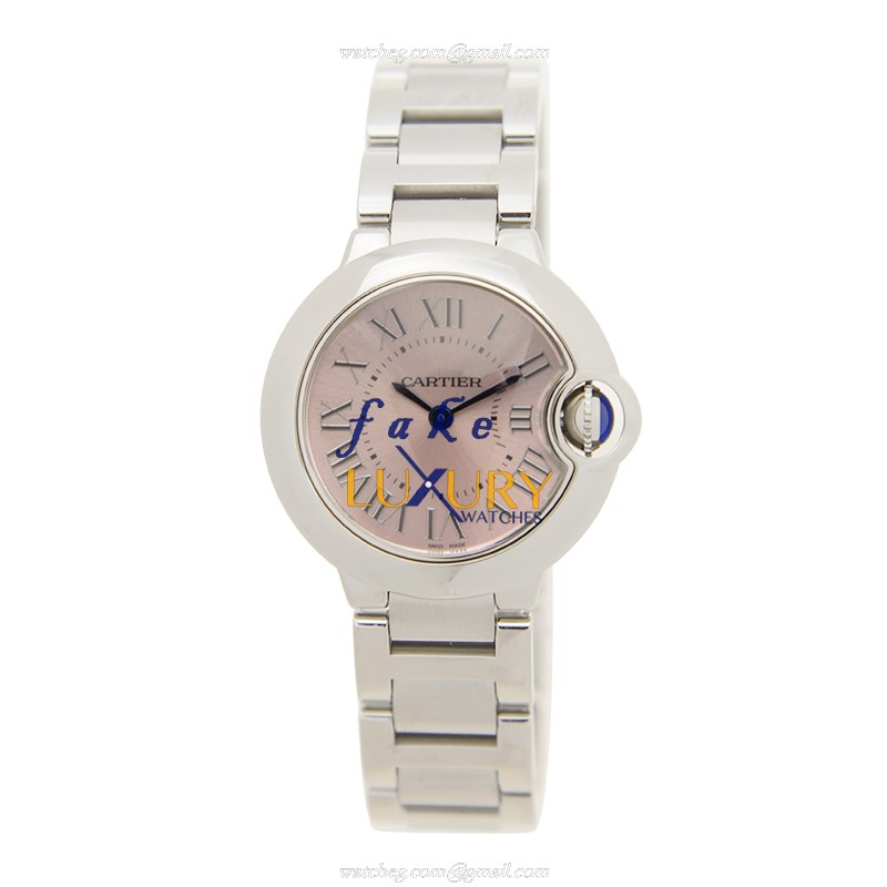 Cartier W6920038 BALLON BLEU Quartz Steel Replica Watch, Pink Dial, Silver Strap - Image 2