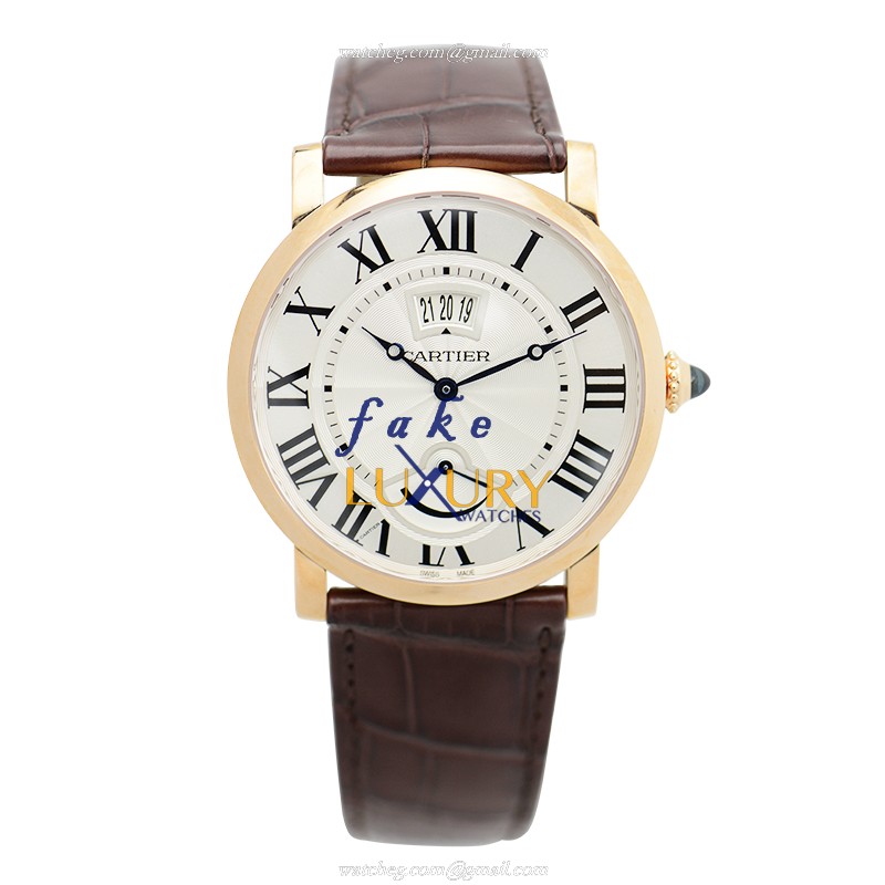 Cartier W1556252 Rotonde De Cartier Replica Watch Manual Wind 18kt Rose Gold Silvery White Dial - Image 2