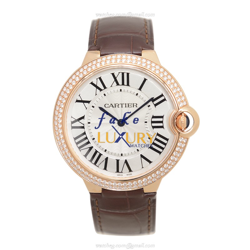 Cartier WE902055 BALLON BLEU - Manual Wind - 18kt Rose Gold - Diamonds - Replica Watch - Silver - Image 2