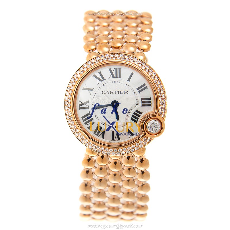 Cartier WE902071 Ballon Bleu Replica Watch, 18kt Rose Gold & Diamond Case, White Mother of Pearl - Image 2