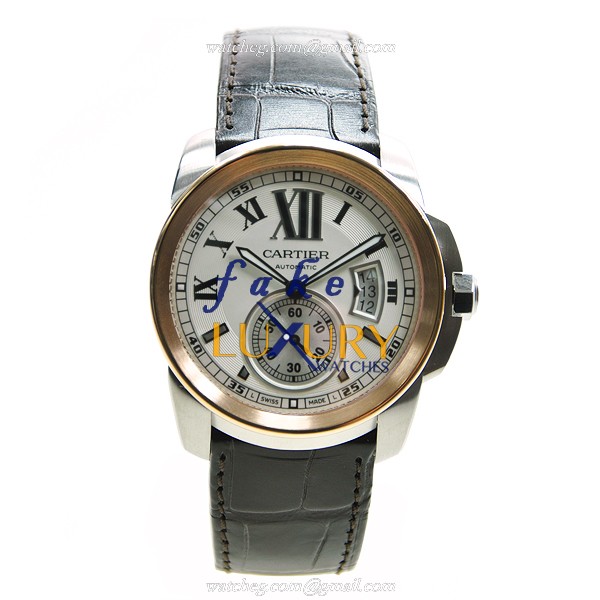 Cartier W7100039 Calibre de Cartier Replica Watch, Automatic Movement, Silvery White Dial, 18kt - Image 2