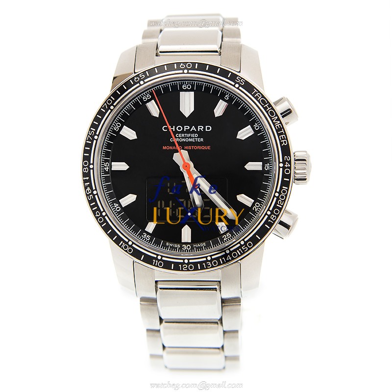 Chopard 158518-3001 MILLE MIGLIA GT XL Quartz Steel Case Black Dial Silver Strap Replica Watch - Image 2