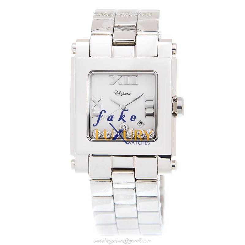 - 278496-3001 Chopard Happy Sport Quartz Stainless Steel Replica Watch - White Dial, Silver - Image 2