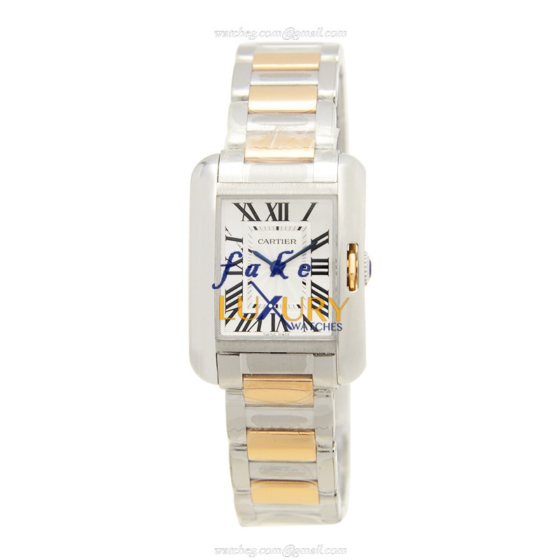 Cartier W5310019 - Tank Automatic - Stainless Steel - Replica Watch - 22.7mm - Silver Dial & Strap - Image 2