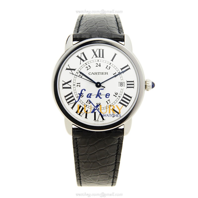 Cartier W6701010 RONDE SOLO DE CARTIER Automatic Steel Case Silver Dial Alligator Strap Replica - Image 2