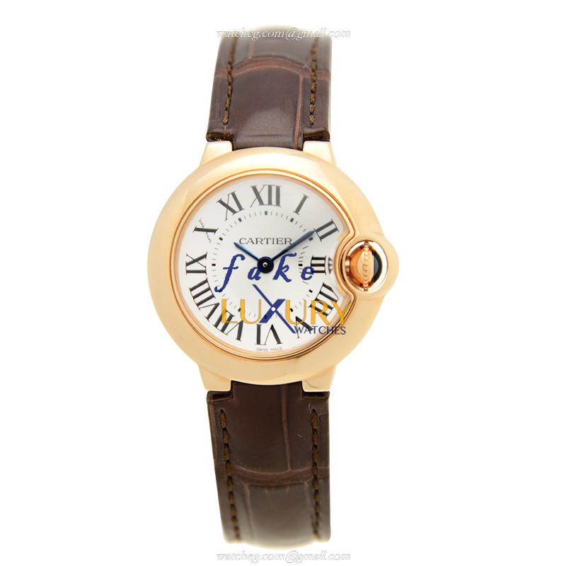 Cartier Ballon Bleu W6900256 Quartz 18kt Rose Gold Alligator Strap | Replica Watch - Image 2