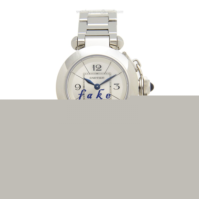 Cartier W3140007 PASHA DE CARTIER Quartz Steel | White Dial | Silver Strap Replica Watch - Image 2