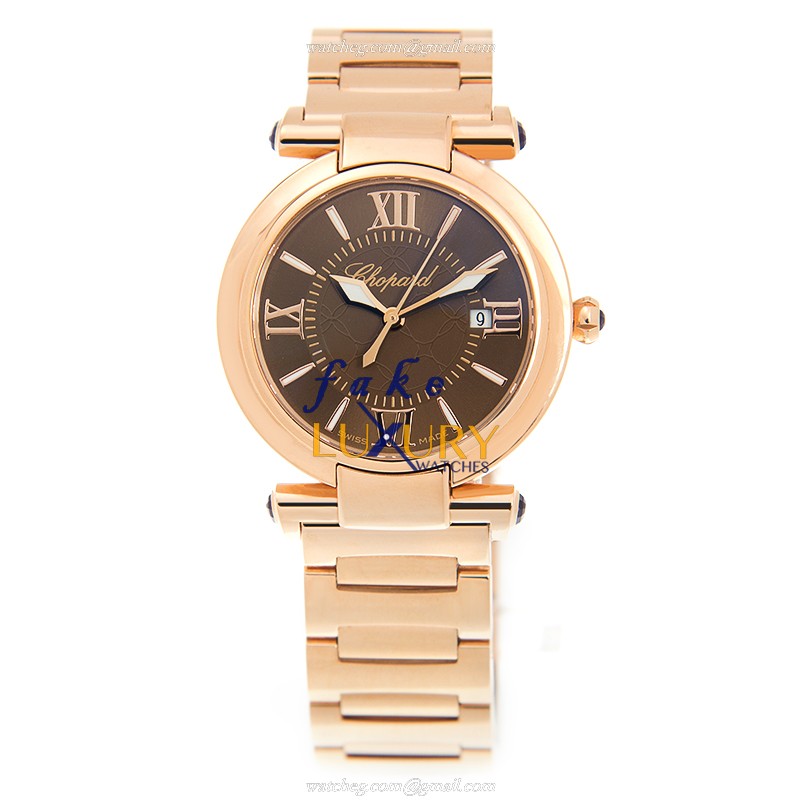 Chopard 384238-5006 IMPERIALE Quartz 18kt Rose Gold Replica Watch Brown Dial Pink Strap - Image 2