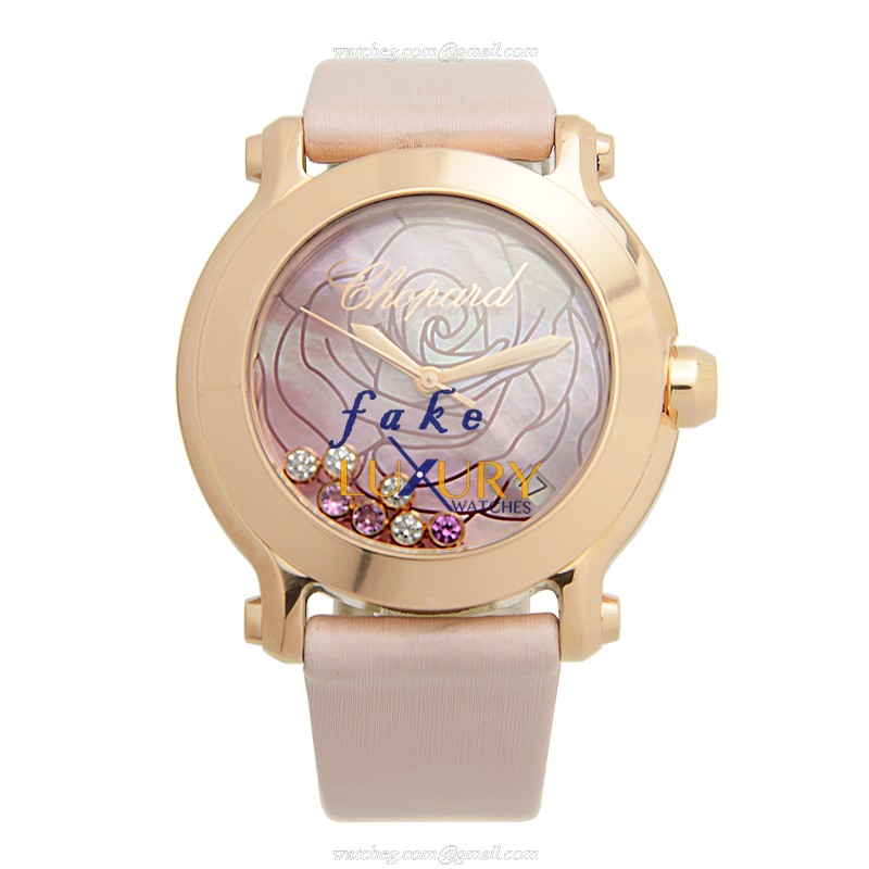 -277471-5015 - Chopard Happy Sport Quartz 18kt Rose Gold Replica Watch - Pink Dial - Image 2