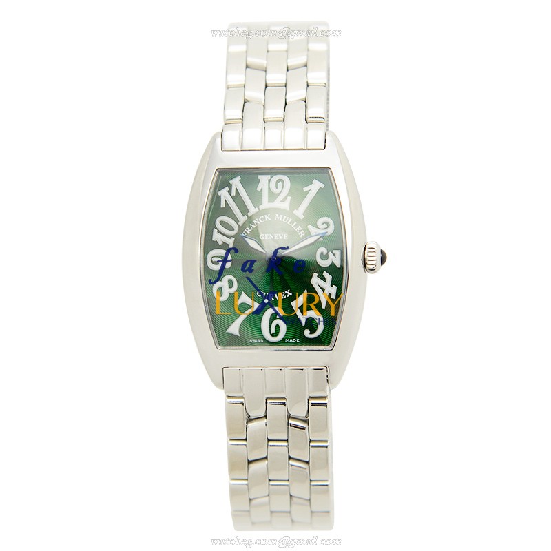 Franck Muller 1752 QZ AC CINTREE CURVEX Quartz Stainless Steel Replica Watch, Green Dial, Silver - Image 2