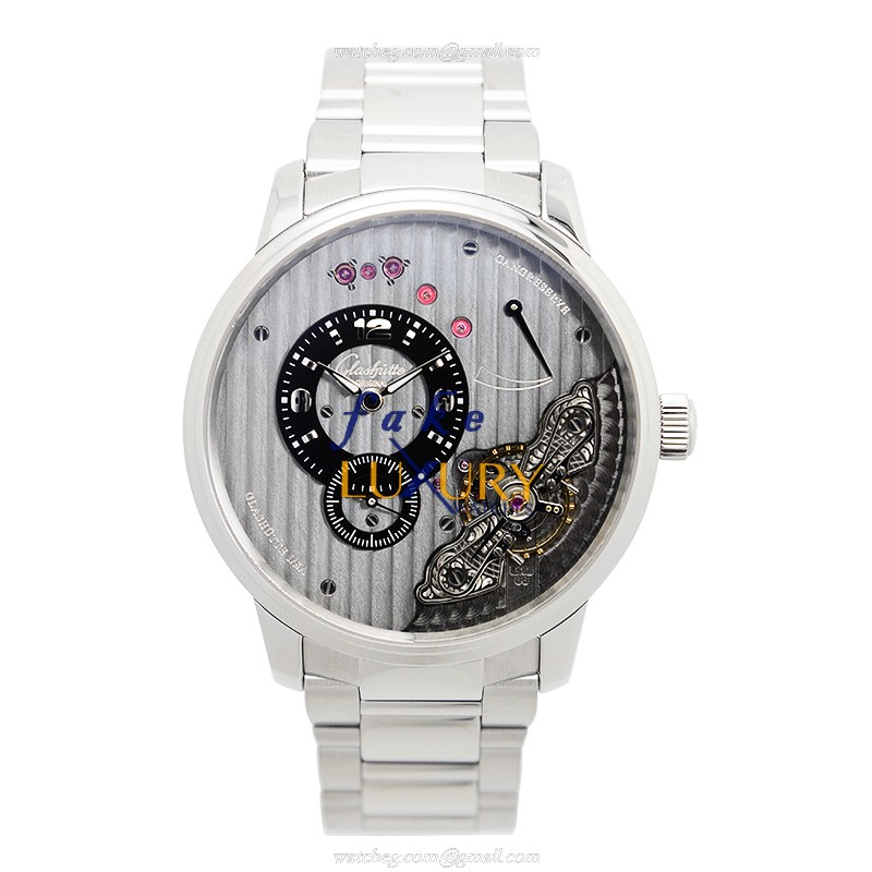 Glashutte 1-66-06-04-22-14 Replica Watch, Manual Wind, Gray Dial, Stainless Steel Bracelet - Image 2