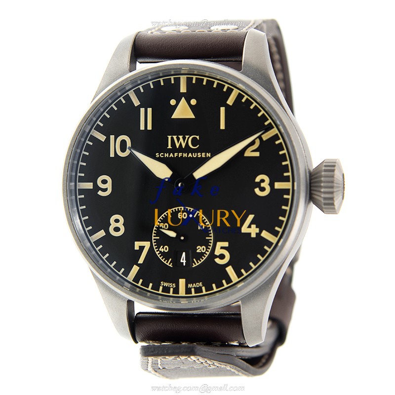 IWC IW510301 Replica Watch Manual Wind Titanium Case Black Dial Brown Cowhide Strap - Image 2