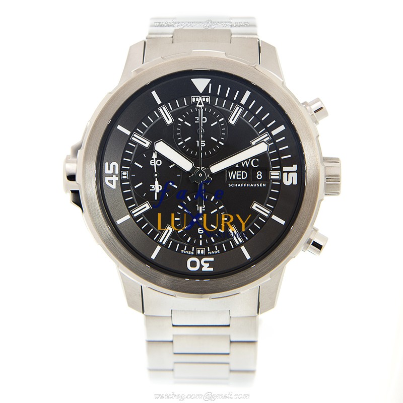 IWC IW376804 Aquatimer Replica Watch, Black Dial, Steel Bracelet, Automatic - Image 2