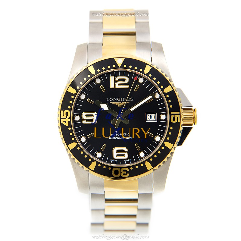 Longines L3.642.3.56.7 Conquest Replica Watch, Quartz Movement, Black Dial, Two-Tone Steel Bracelet - Image 2