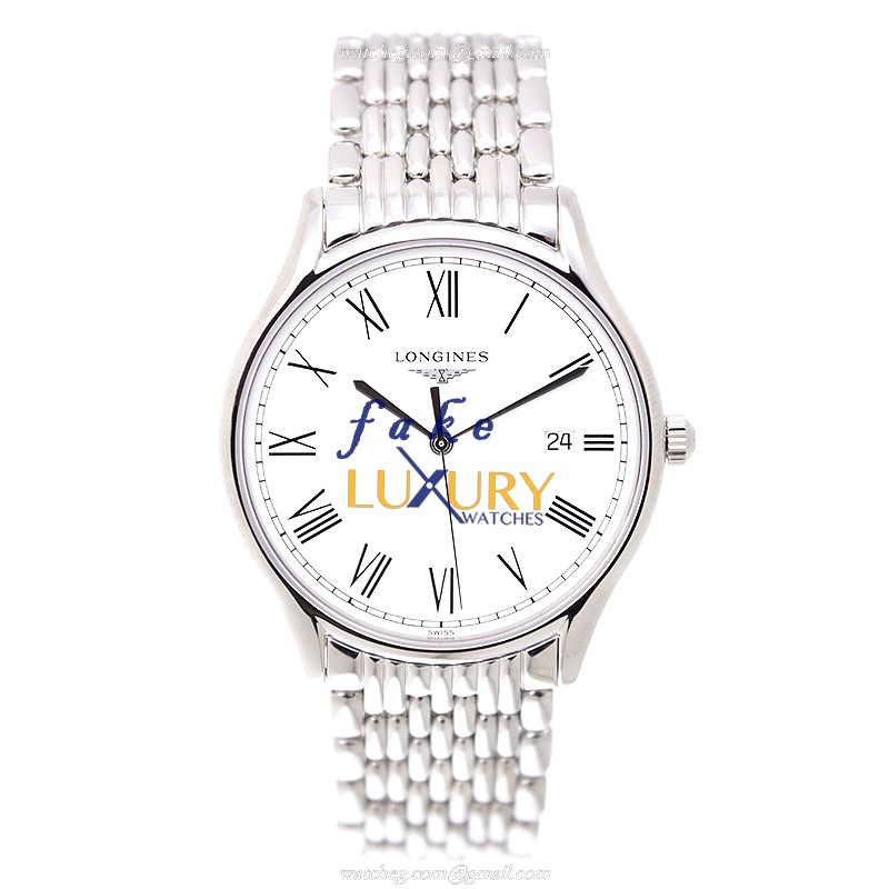 Longines L4.859.4.11.6 Quartz Stainless Steel Replica Watch, White Dial, Silver Strap, L157 Movement - Image 2