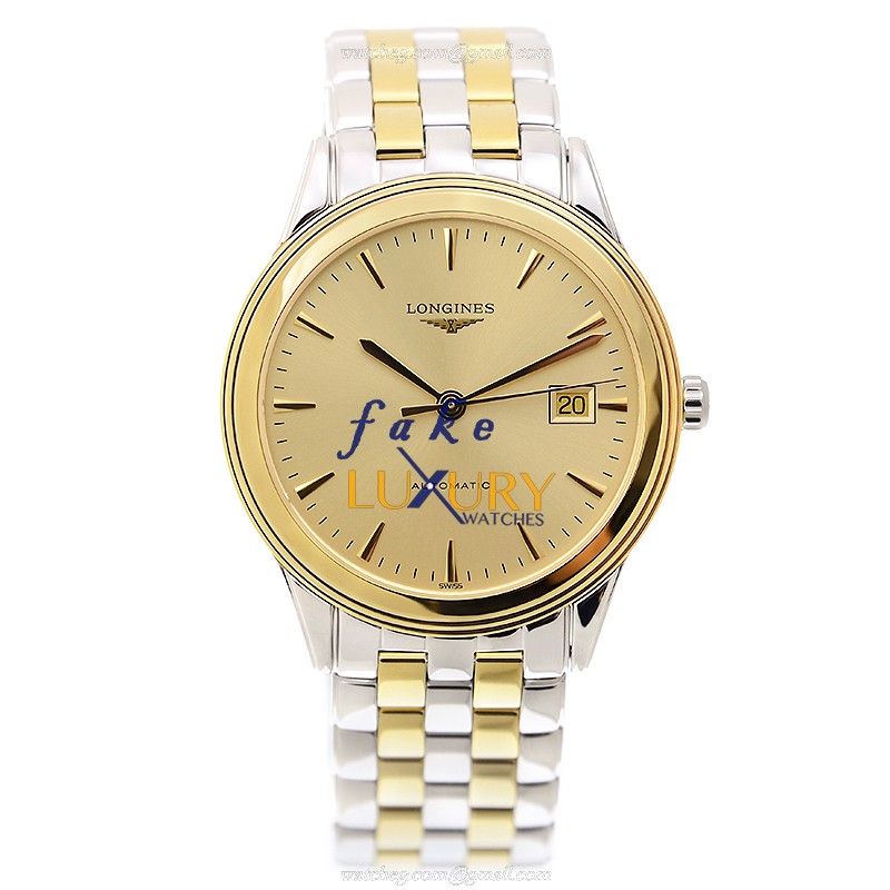 Longines L4.874.3.32.7 FLAGSHIP Swiss Automatic Replica Watch - Gold-Plated & Stainless Steel, Gold - Image 2