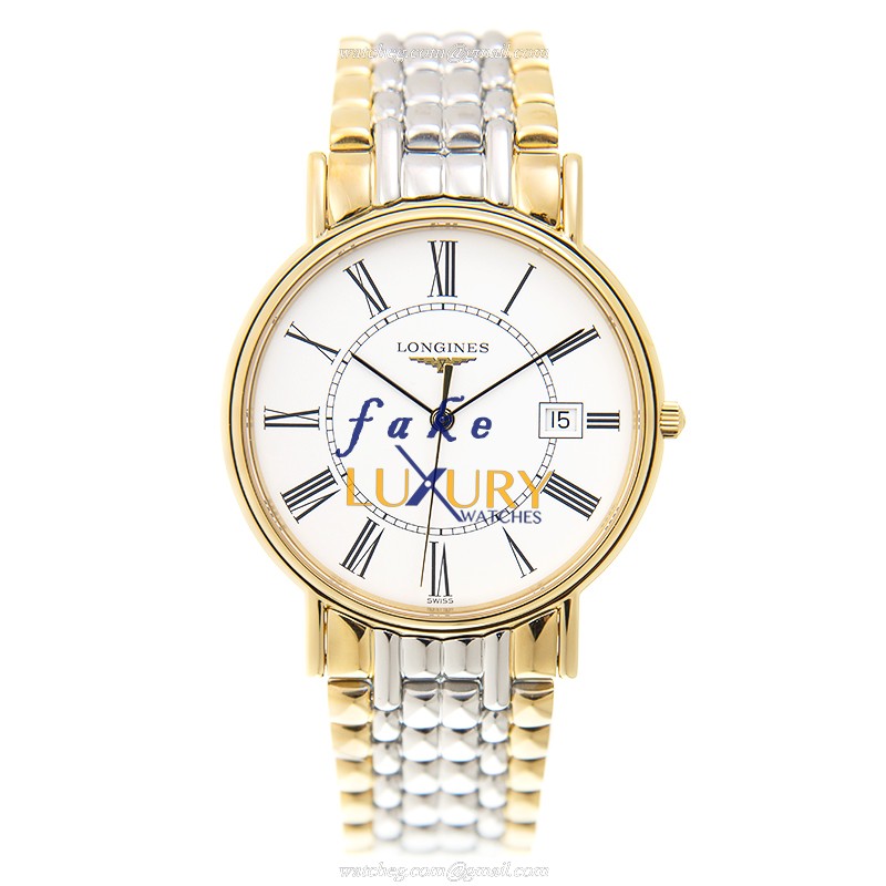 Longines L4.790.2.11.7 Replica Watch, White Dial Quartz Movement Gold Steel Case - Image 2