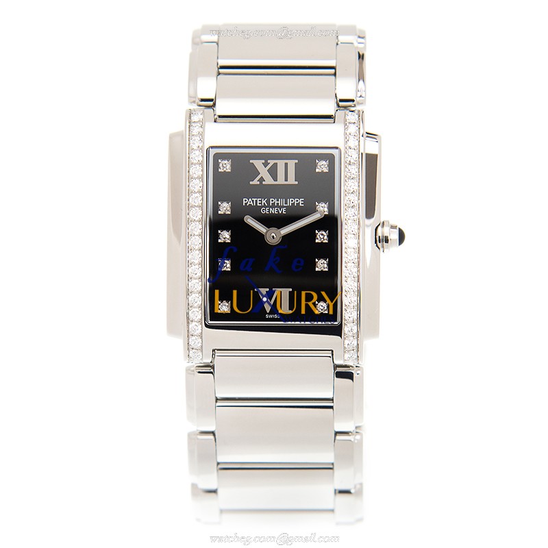 Patek Philippe Twenty-4 4910/10A-001 Quartz Stainless Steel Black Dial Replica Watch - Image 2