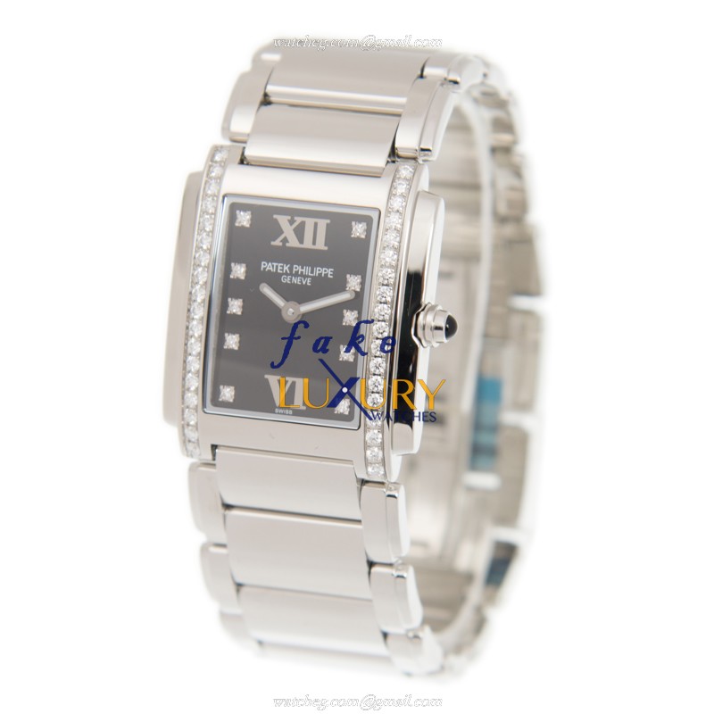 Patek Philippe Twenty-4 4910/10A-001 Quartz Stainless Steel Black Dial Replica Watch - Image 3