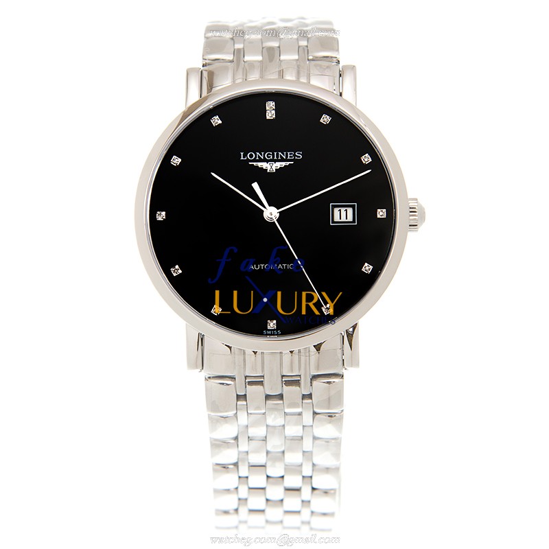 Longines L4.910.4.57.6 Elegant Replica Watch, Automatic Movement, Black Dial, Steel Bracelet - Image 2