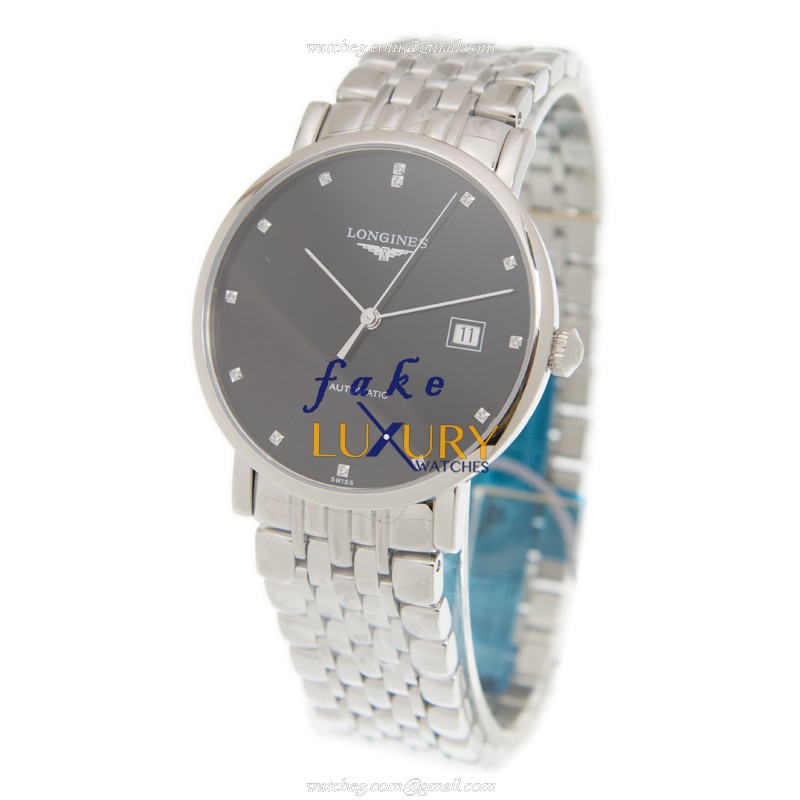 Longines L4.910.4.57.6 Elegant Replica Watch, Automatic Movement, Black Dial, Steel Bracelet - Image 3