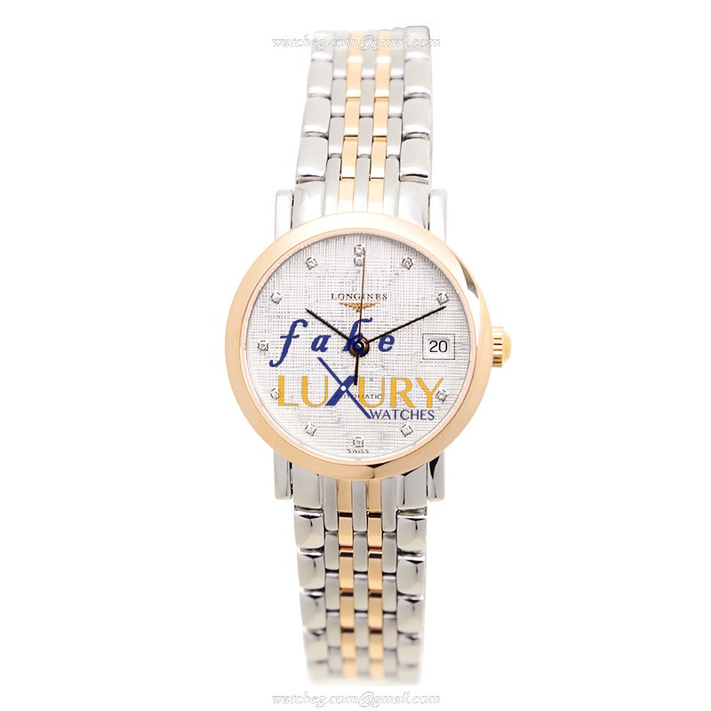 Longines L4.309.5.77.7 Elegant Automatic 25.5mm Rose Gold Steel Silver Dial Replica Watch - Image 2