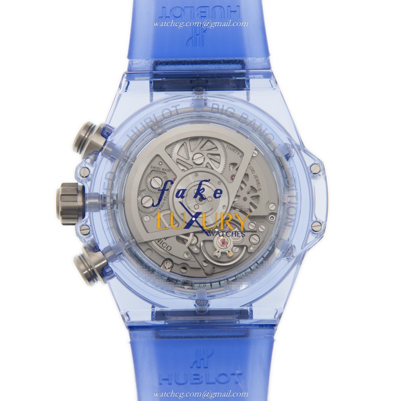 411.JL.4809.RT - Hublot Big Bang Replica Watch - Automatic Sapphire Silver Dial Blue Rubber - Image 3