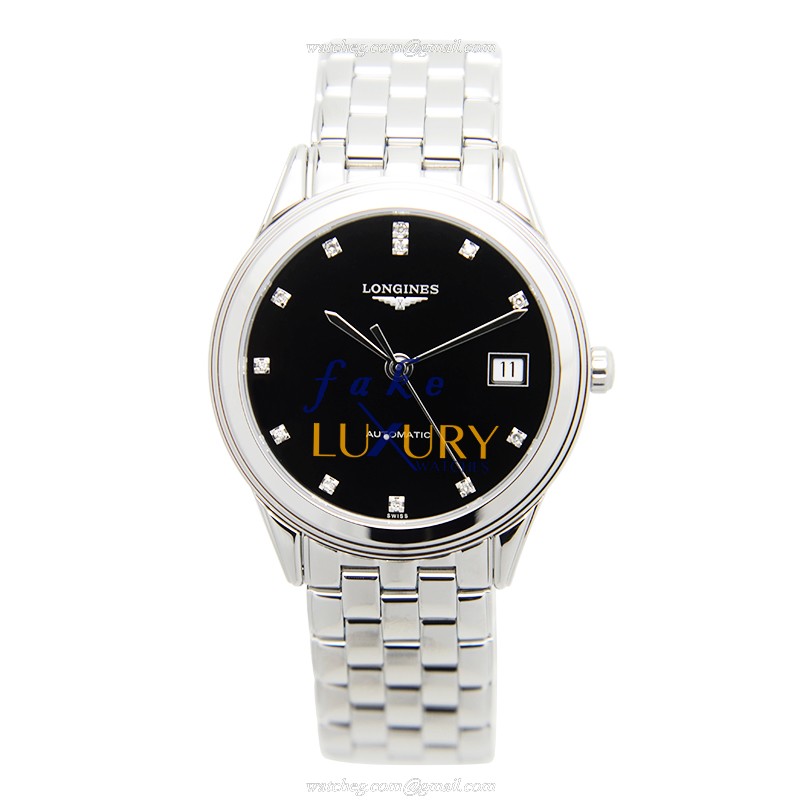 Longines L4.774.4.57.6 FLAGSHIP Replica Watch - Automatic - Black Dial - Steel Bracelet - Image 2