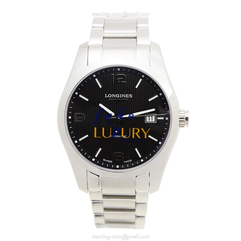 Longines L2.785.4.56.6 Conquest Classic Replica Watch, Automatic Movement, Black Dial, Steel - Image 2