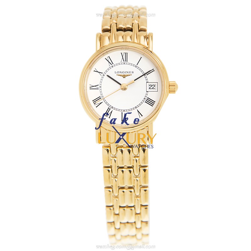 Longines L4.319.2.11.8 PRESENCE Quartz PVD Gold Replica Watch, White Dial, Gold Strap - Image 2