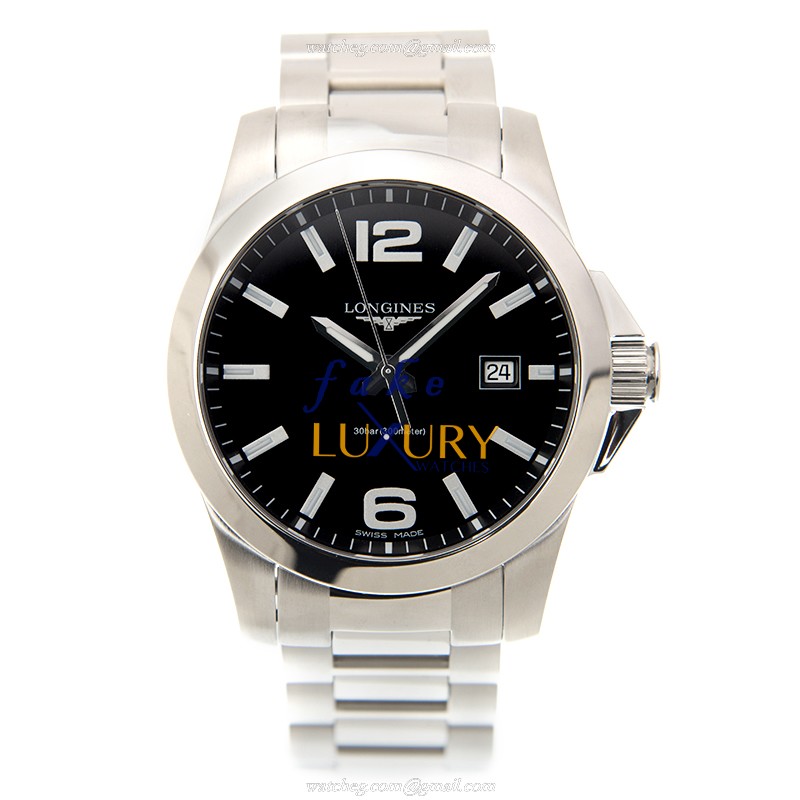 -CONQUEST-L3.759.4.58.6 - Luxury Swiss Replica Watch - Quartz - Black Dial - Stainless Steel - Image 2