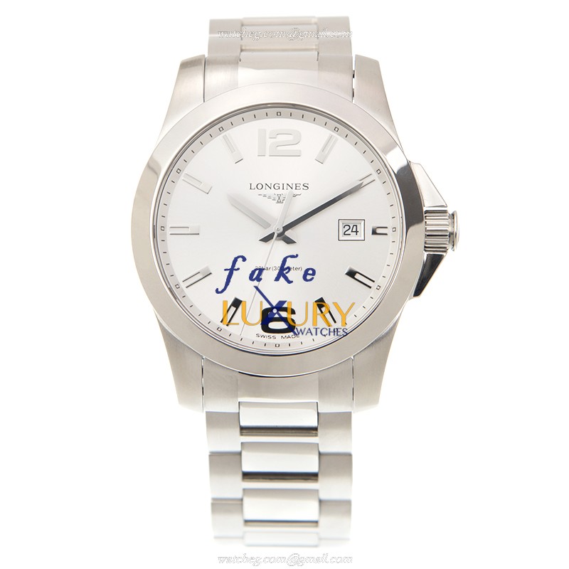 Longines L3.759.4.76.6 Conquest Quartz Silver Dial 41mm Stainless Steel Sapphire Crystal Replica - Image 2