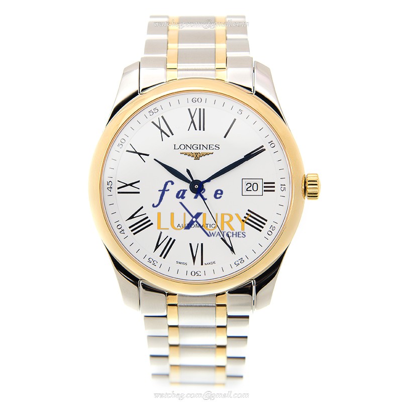 Longines L2.793.5.19.7 MASTER Replica Watch, Automatic Movement, 18kt Gold & Steel Case, White Dial - Image 2