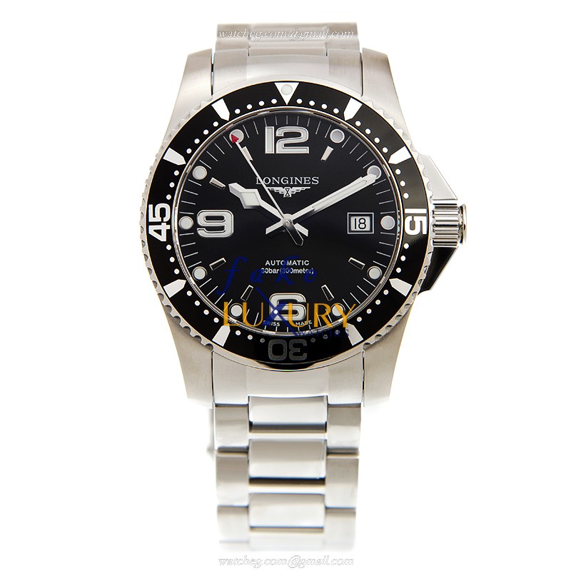 Longines L3.742.4.56.6 Conquest Replica Watch, Automatic, Black Dial, Steel Bracelet, 41mm - Image 2