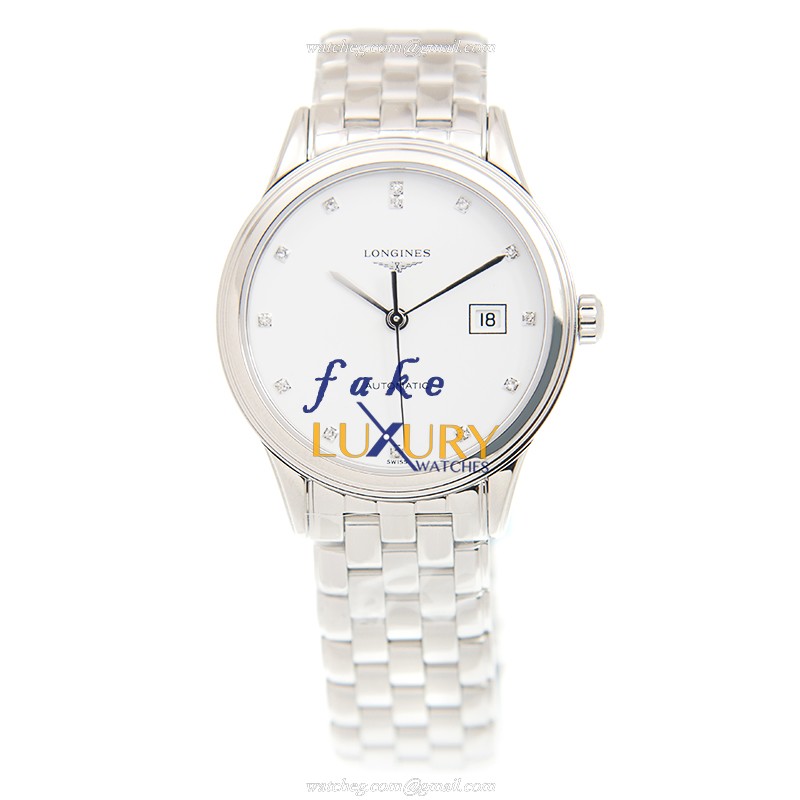 Longines FLAGSHIP L4.374.4.27.6 Replica Watch With Automatic Movement, White Dial, Steel Bracelet - Image 2