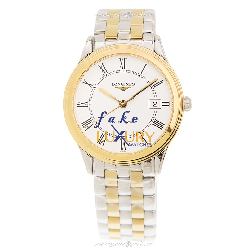 Longines L4.874.3.21.7 FLAGSHIP Automatic Stainless Steel Replica Watch - White Dial, Silver & Gold - Image 2