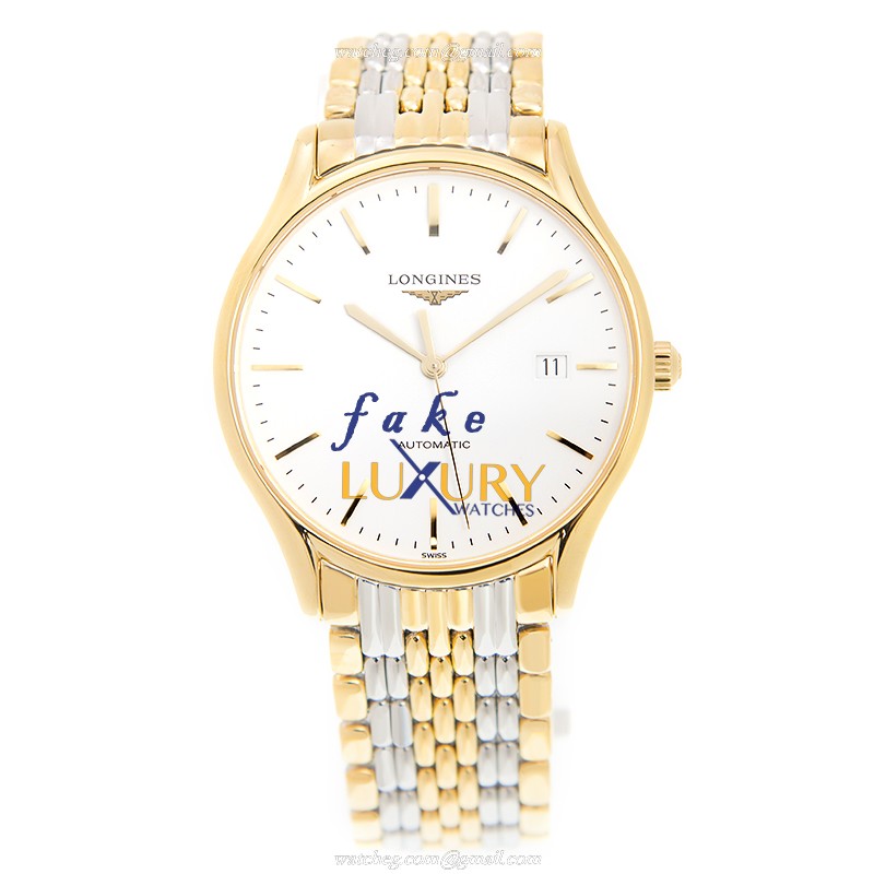 Longines Lyre L4.960.2.12.7 Automatic 18kt Gold Steel White Dial Replica Watch - Image 2