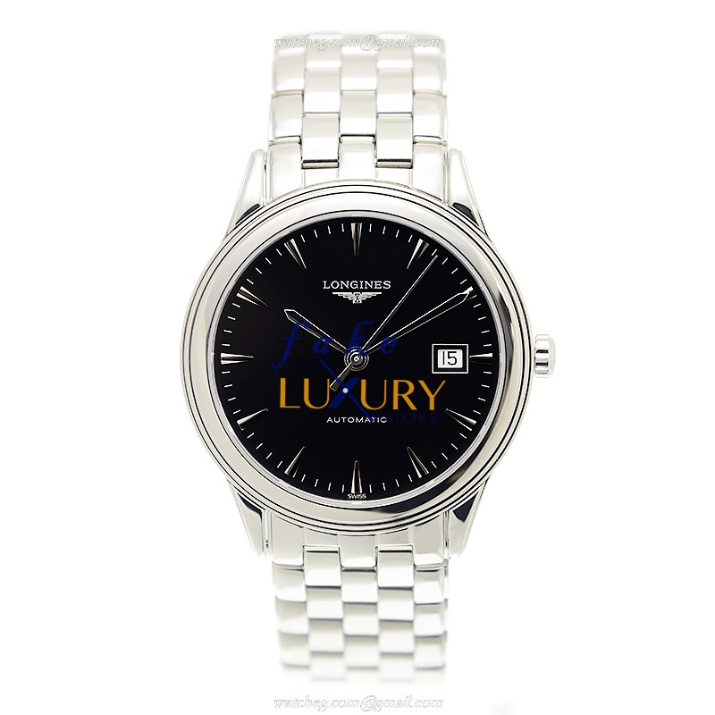 Longines L4.874.4.52.6 FLAGSHIP Automatic Stainless Steel Replica Watch, Swiss Movement, Black - Image 2