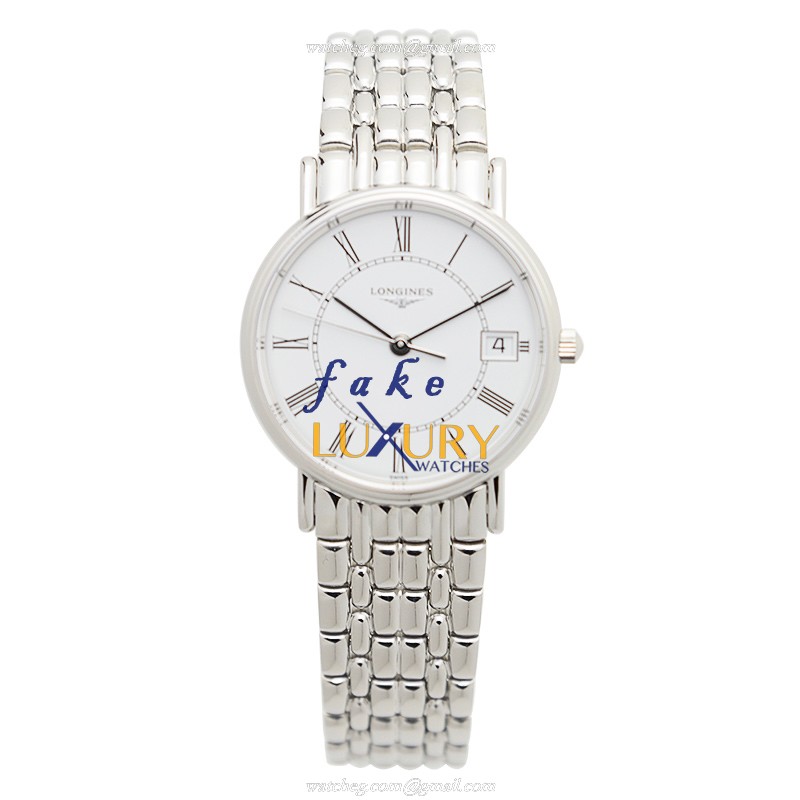 Longines L4.320.4.11.6 Replica Watch, Swiss Quartz, White Dial, Silver Stainless Steel Band - Image 2