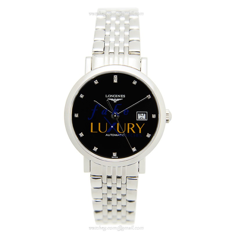 Longines L4.310.4.57.6 Replica Watch, Automatic, Stainless Steel, Black Dial, Silver Strap - Image 2