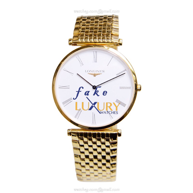 Longines L4.766.2.11.8 La Grande Quartz PVD Gold White Dial Sapphire Crystal Folding Clasp Replica - Image 2