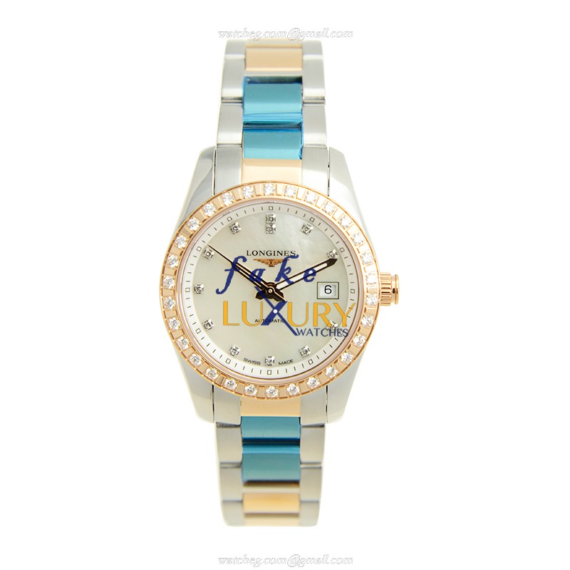 Longines L2.285.5.88.7 Conquest Replica Watch, 29.5mm, Automatic, White Mother of Pearl Dial, 18kt - Image 2
