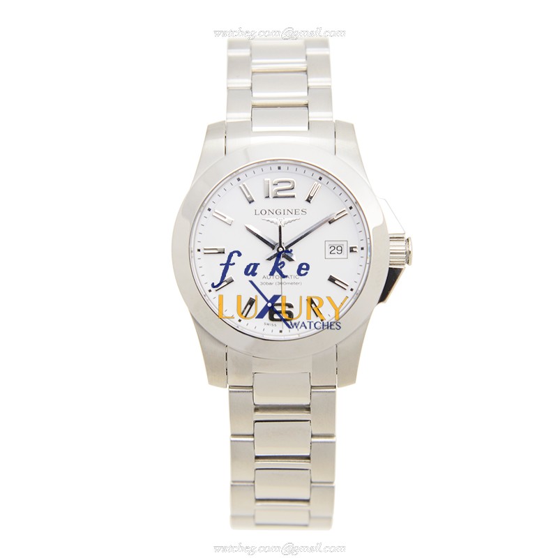 Longines L3.276.4.16.6 Conquest Automatic White Dial Stainless Steel Silver Bracelet Replica Watch - Image 2