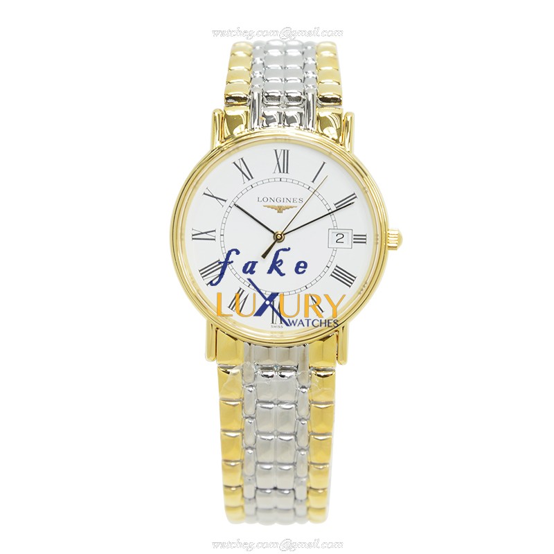 Longines L4.720.2.11.7 Replica Watch, Quartz Movement, White Dial, PVD Gold Case - Image 2