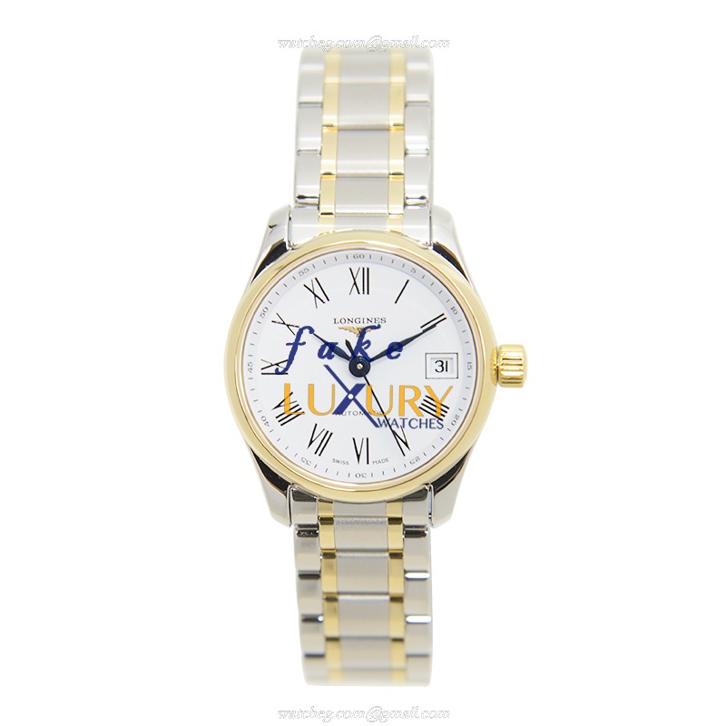 Longines L2.128.5.11.7 AUTO 18kt Gold Steel | White Dial Silver Strap Replica Watch - Image 2