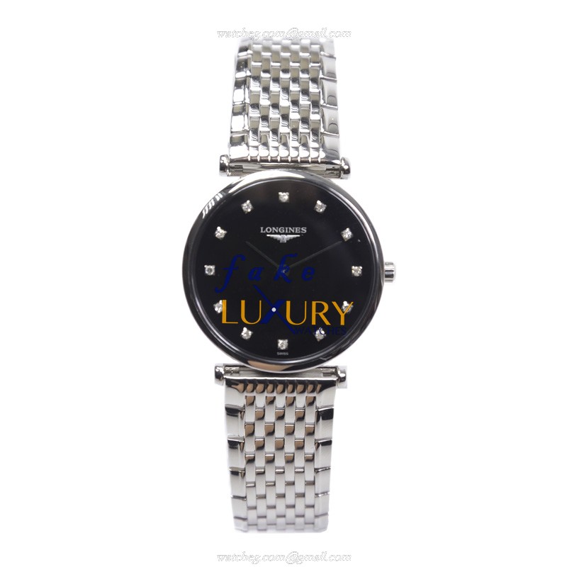Longines L4.512.4.58.6 La Grande Replica Watch, Black Dial, Quartz Movement, Steel Bracelet - Image 2