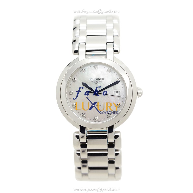 Longines L8.113.4.87.6 Prima Luna Replica Watch, Automatic, White Mother of Pearl Dial, Steel - Image 2