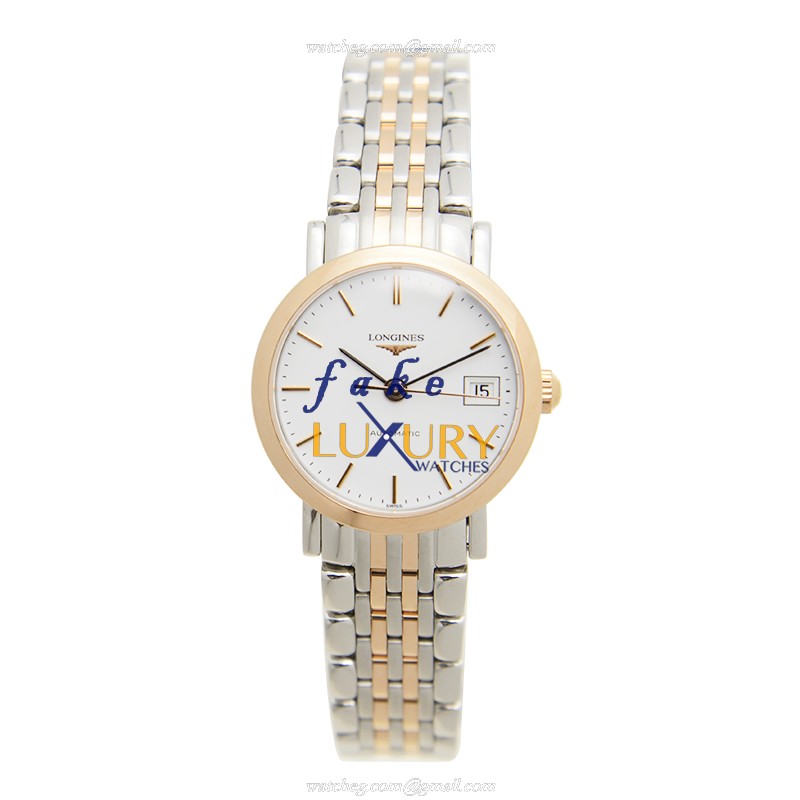 L4.309.5.12.7 - Longines Elegant Automatic 18kt Rose Gold & Steel Replica Watch - White Dial - Image 2